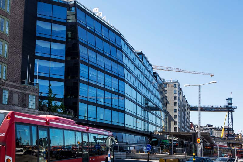 Utsidan på Glashuset i Slussen.